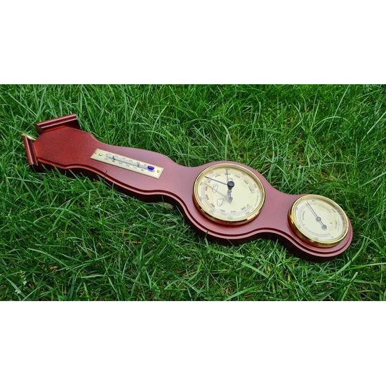 Barometr s teploměrem a vlhkoměrem na dřevěné podložce B203056