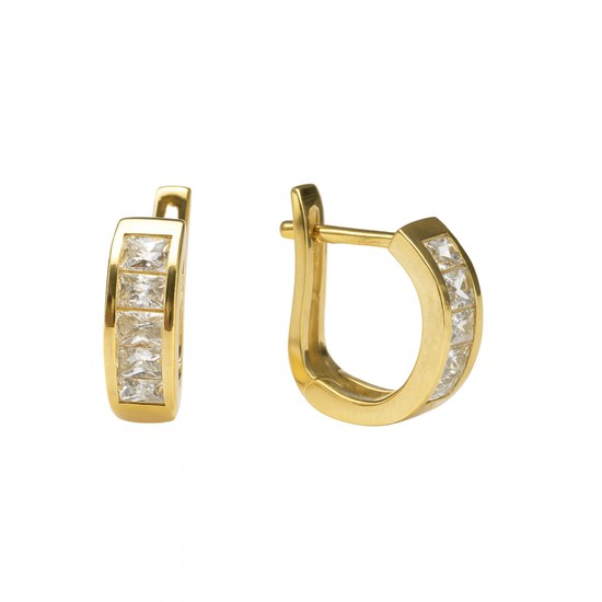 Zlaté náušnice se zirkony kruhy francouzské zavírání