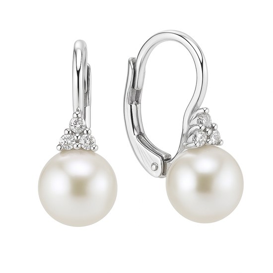 Stříbrné náušnice s perlou a se zirkony
