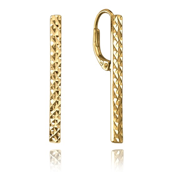 MINET Pozlacené stříbrné náušnice broušené TYČKY