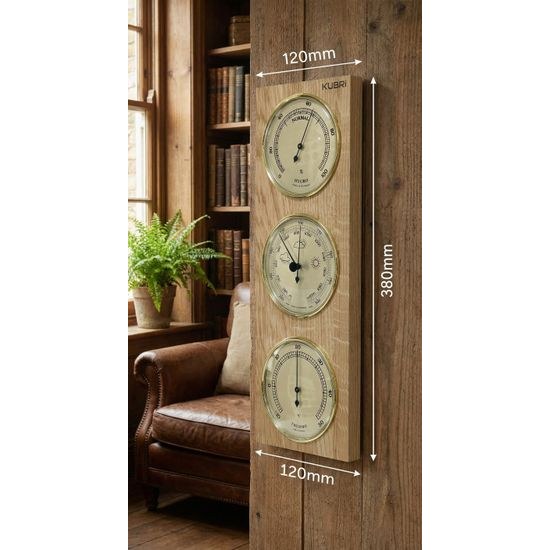KUBRi 0222MO - barometr s vynikající citlivostí v dubovém rámu