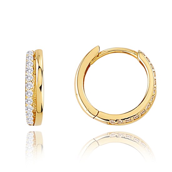 MINET Zlaté náušnice s bílými zirkony Au 585/1000 1,50g