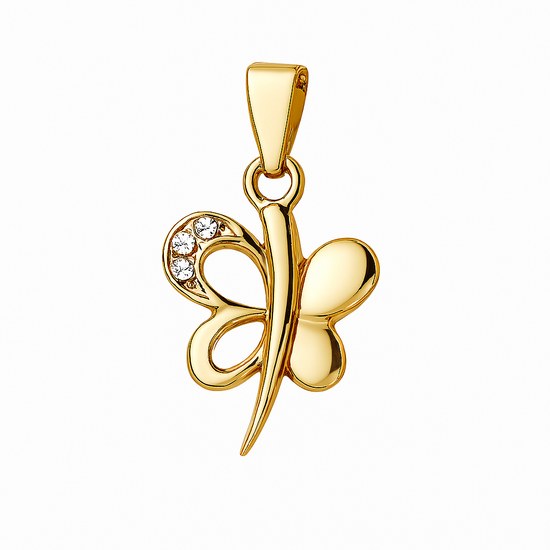 Zlatý 585/1000 přívěsek se zirkony motýl 3979