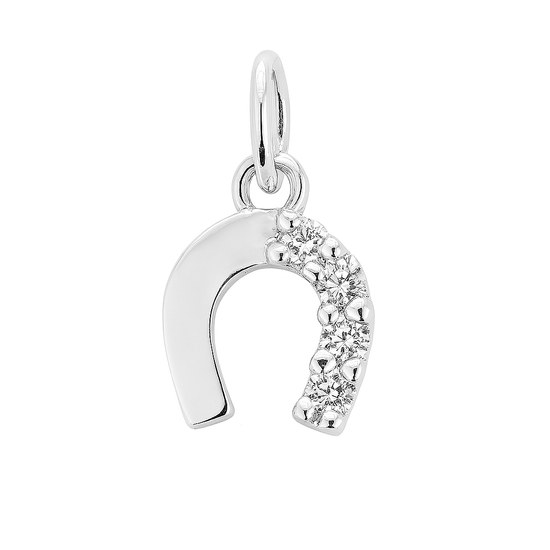 Stříbrný přívěs Podkova se zirkony VA-1065