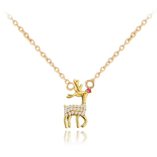 MINET Vánoční pozlacený stříbrný 925/1000 náhrdelník REINDEER JMAS8044GN41