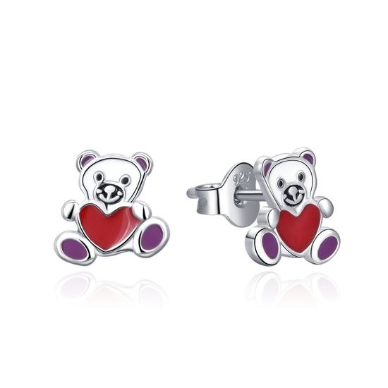 MOISS dětské stříbrné náušnice SMALT MEDVĚD