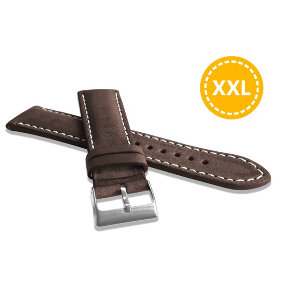 Prodloužený přírodně barevný tmavě hnědý řemínek LAVVU NATURE z luxusní kůže Top Grain - 20 XXL