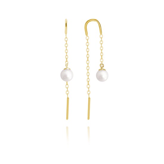 MINET Pozlacené stříbrné protahovací visací náušnice s přírodními perlami