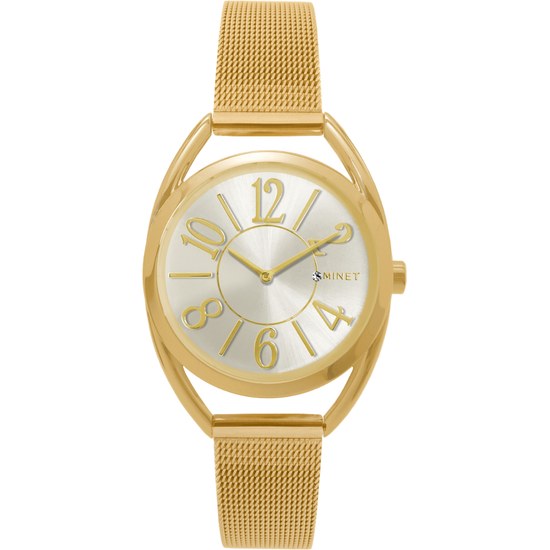 MINET Zlaté dámské hodinky s čísly ICON GOLD MESH MWL5088