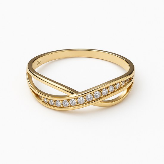 Zlatý prsten se zirkony