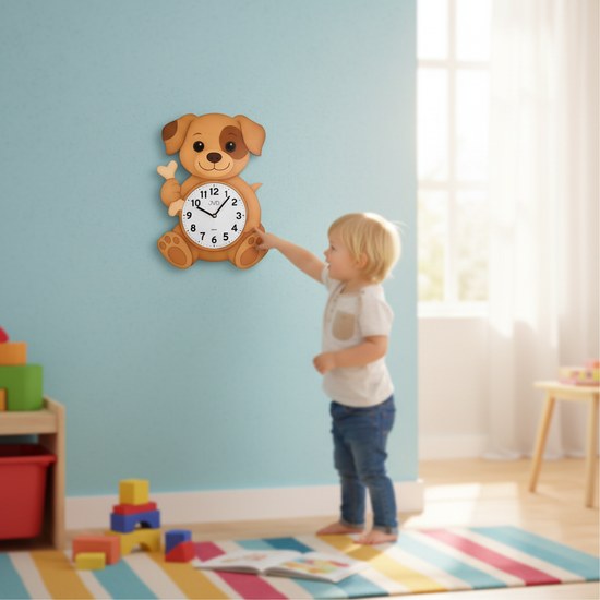 JVD HJ115 - Dětské hodiny s tichým chodem a krásným pejskem