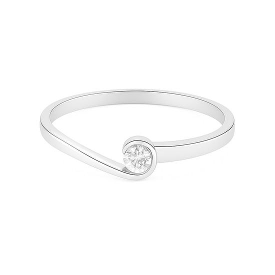 Zlatý 585/1000 prsten z bílého zlata se zirkony 5045B