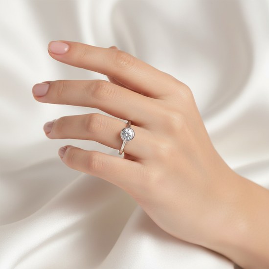 Zlatý 585/1000 prsten z bílého zlata se zirkonem P70296