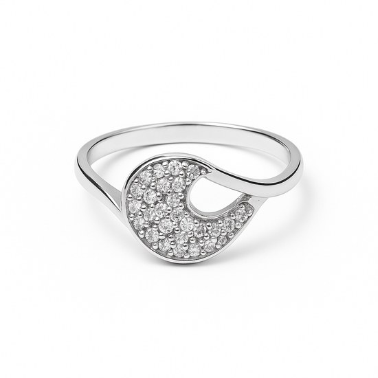 Zlatý prsten z bílého zlata s kameny