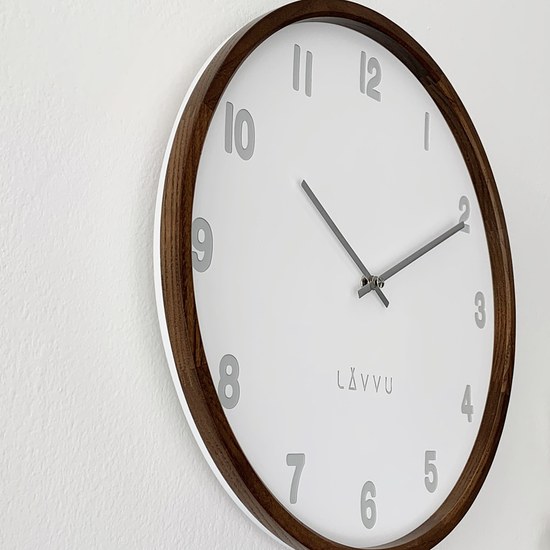 Tmavé dřevěné bílé hodiny LAVVU FADE LCT4061