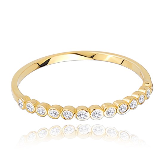 MINET Zlatý prsten s bílými zirkony Au 585/1000 vel. 54 - 0,90g