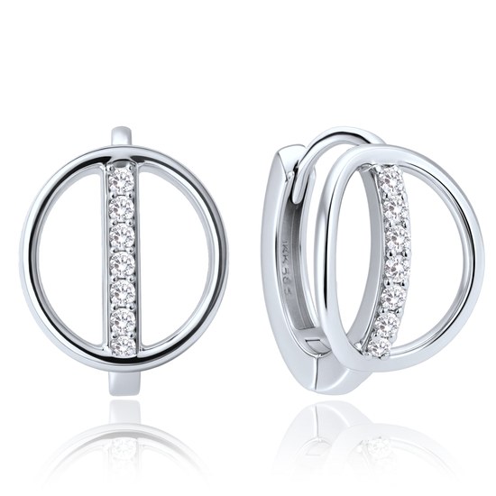 MINET Elegantní zlaté náušnice z bílého zlata s bílými zirkony Au 585/1000 1,80g