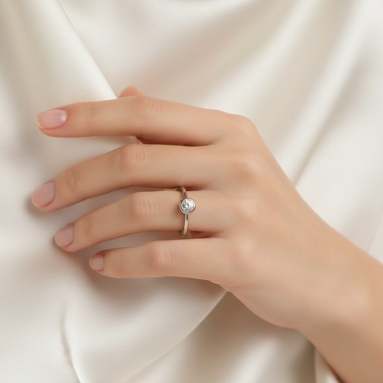 Zlatý prsten z bílého zlata se zirkony