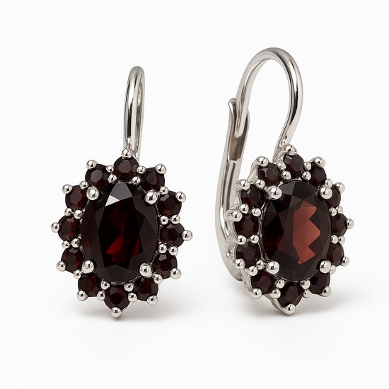 Stříbrné náušnice s Granáty