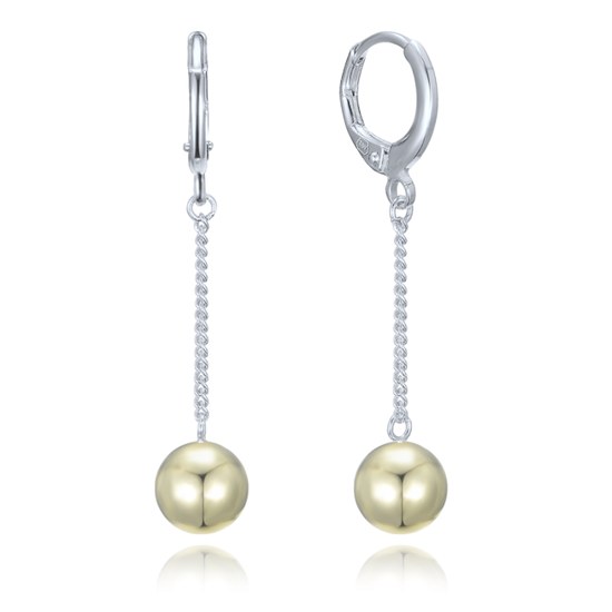 MINET Řetízkové stříbrné visací náušnice v kombinaci s pozlacenými kuličkami