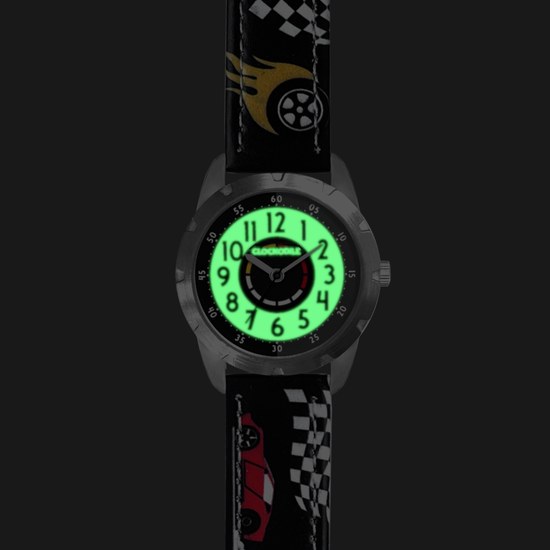 CLOCKODILE Svítící tmavě modré chlapecké hodinky ZÁVODNÍ AUTA