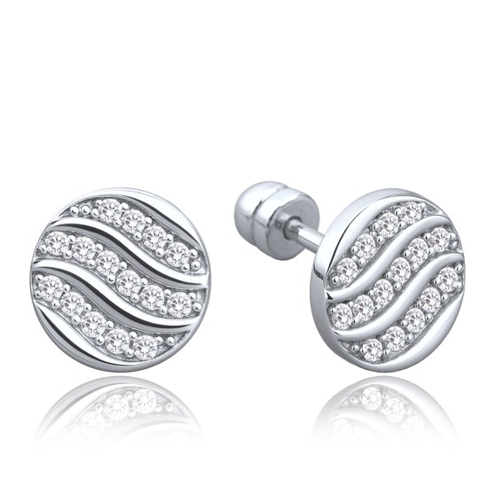 MINET Zlaté náušnice kolečko s bílým zirkonem Au 585/1000 1,60g