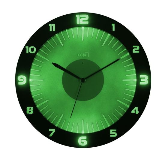 TFA 60.3553.10 - rádiem řízené nástěnné hodiny s barevným osvětlením LUMOCLOCK