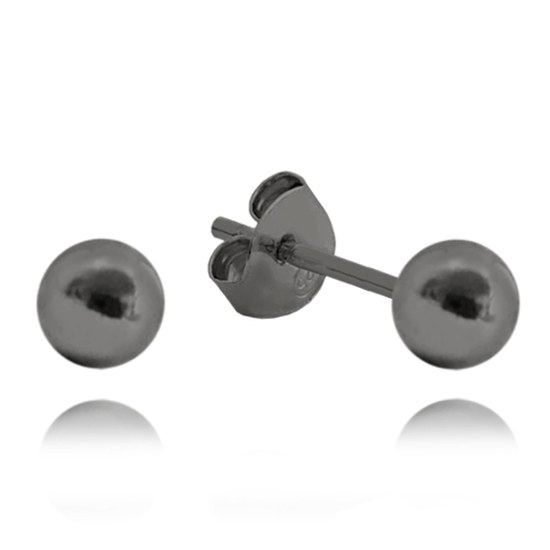 MINET Černé stříbrné náušnice KULIČKY 5 mm