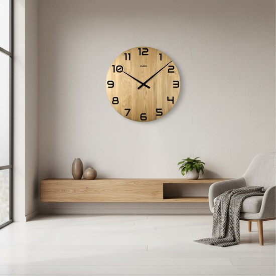 KUBRi 0190 - Obrovské dubové hodiny s vynikající čitelností o průměru 80 cm
