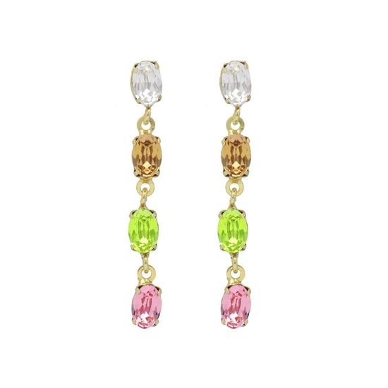Victoria Cruz A4504-MDT - stříbrné náušnice s barevnými kameny - zlacené