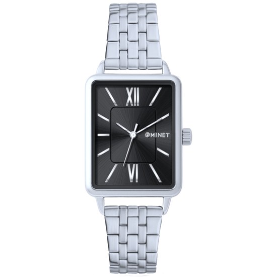 MINET Stříbrno-černé dámské hodinky SIENA MWL5409