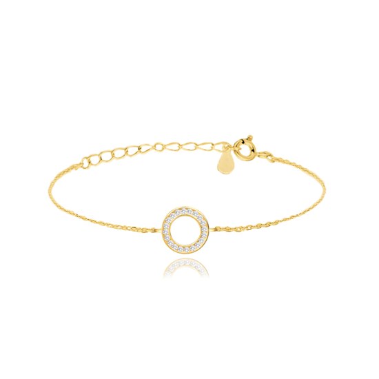 MINET Pozlacený stříbrný náramek KROUŽEK s bílými zirkony