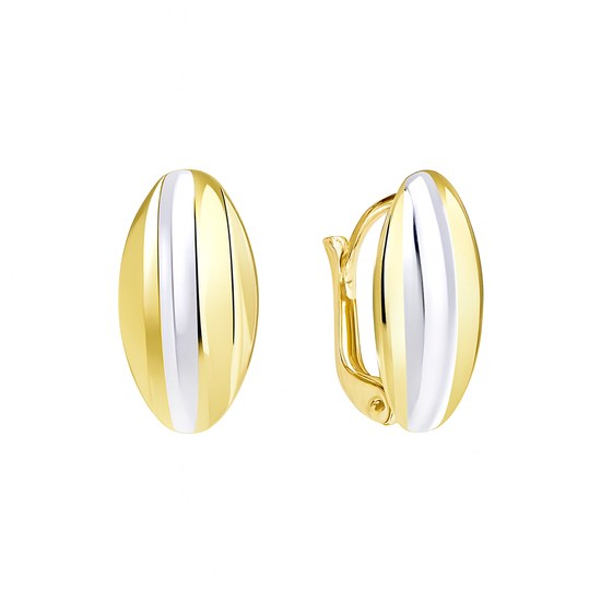 Zlaté 585/1000 náušnice s bílým zlatem gravírované klapkové TU-3018