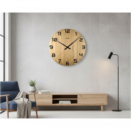 KUBRi 0190 - Obrovské dubové hodiny s vynikající čitelností o průměru 80 cm