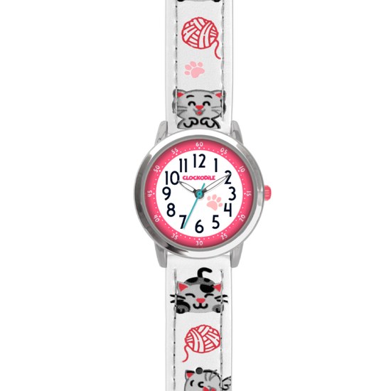 CLOCKODILE Bílé dívčí dětské hodinky KOČKY CWG5140