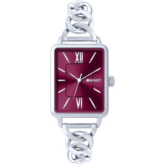 MINET Stříbrno-vínové dámské hodinky SIENA MWL5402