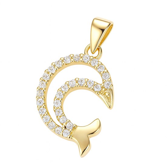 Zlatý 585/1000 přívěsek ze žlutého zlata se zirkony delfín P70235