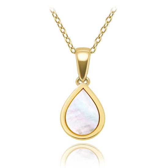 MINET Elegantní zlatý náhrdelník kapka s bílou perletí Au 585/1000 2,20g