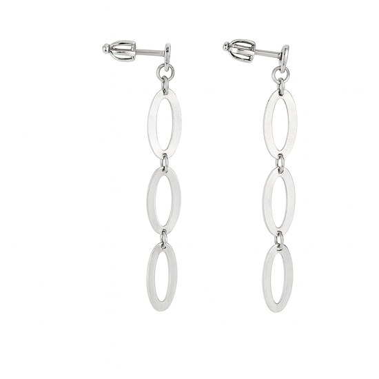 Stříbrné visací náušnice oválky na šroubky VA-3115