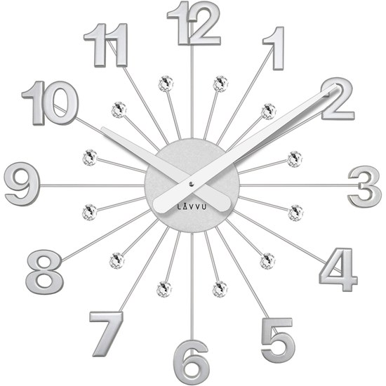 Lavvu LCT5010 - Stříbrné hodiny s kameny Nuance vyrobené v Čechách o průměru 49cm
