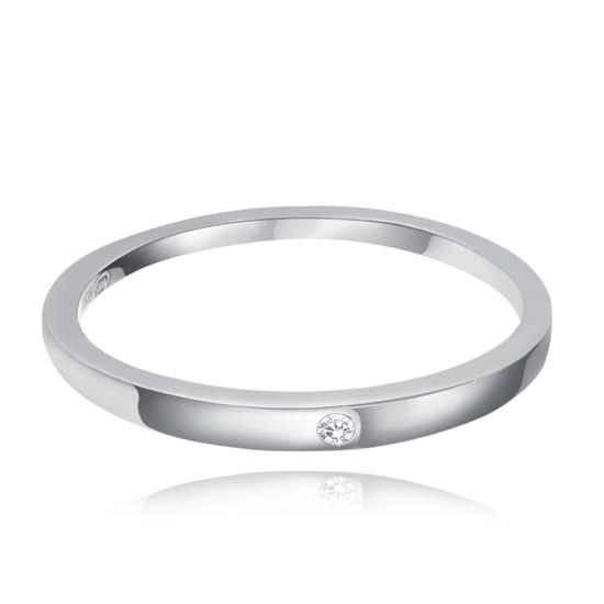MINET Minimalistický snubní stříbrný prsten se zirkonem vel. 56