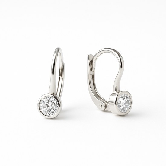 Zlaté náušnice z bílého zlata se zirkony klapkové