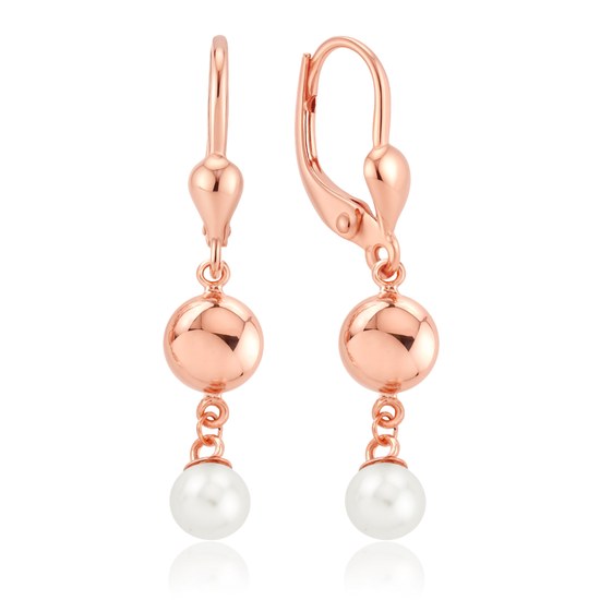 MINET Zlaté náušnice z růžového zlata s kuličkami a perlami Au 585/1000 2,35g