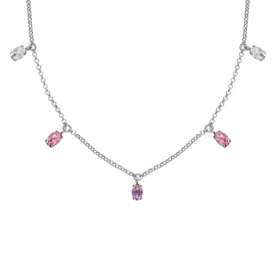 Victoria Cruz A4502-MHG - stříbrný náhrdelník s barevnými kameny