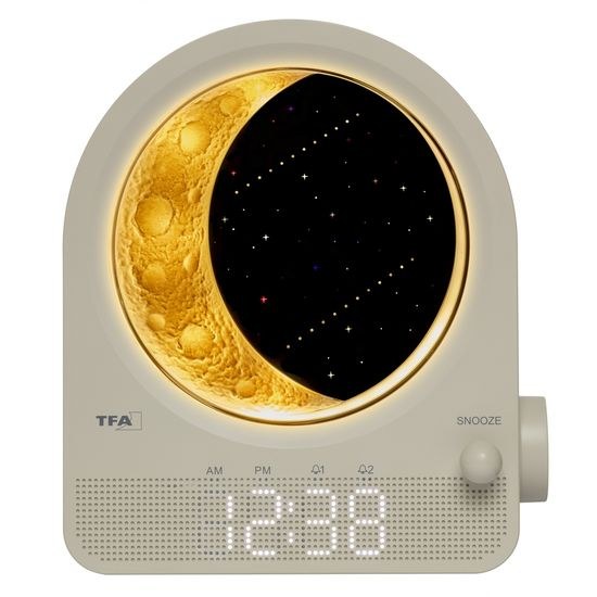 TFA 60.2053.15 - retro světelný budík měsíc a meteory