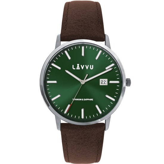 LAVVU Zelené pánské hodinky Copenhagen Titanium Green