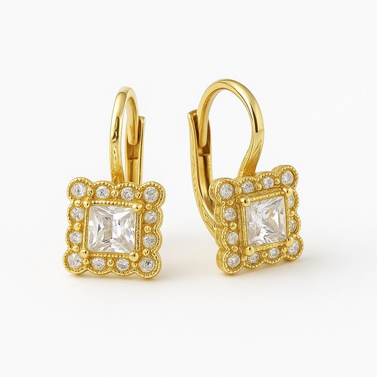 Zlaté náušnice se zirkony klapkové