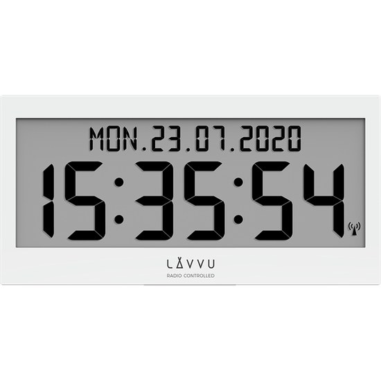 Bílé digitální hodiny s češtinou LAVVU MODIG řízené rádiovým signálem LCX0010