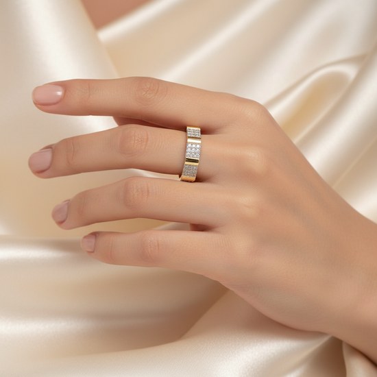 Zlatý 585/1000 prsten se zirkony 10201