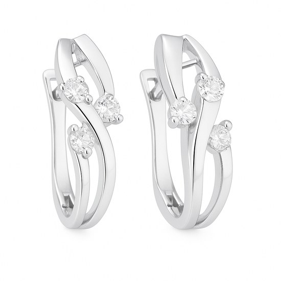 Zlaté 585/1000 náušnice z bílého zlata se zirkony 6047BK